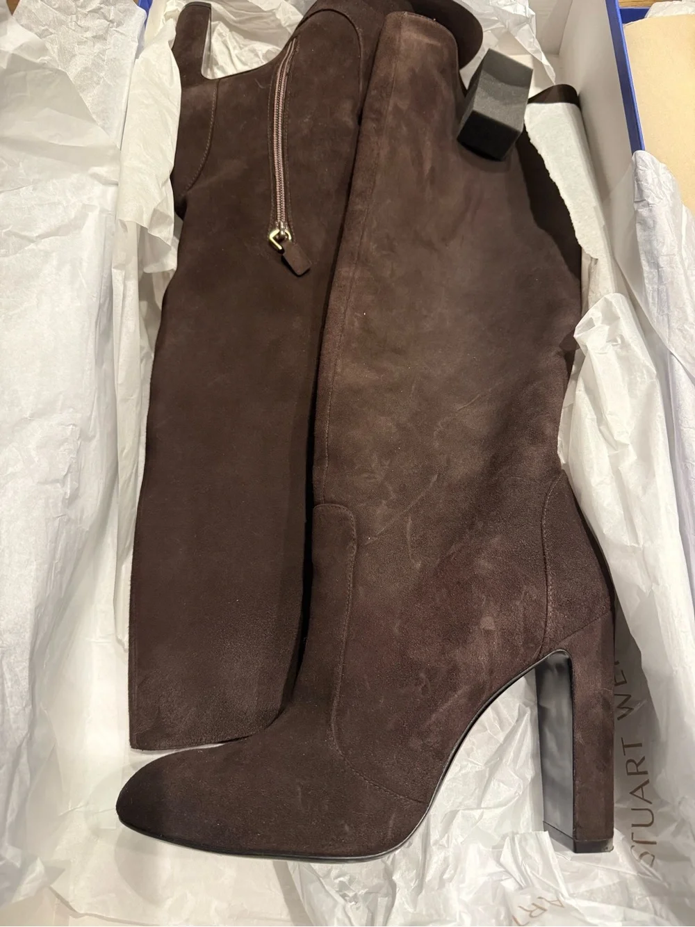 Stuart Weitzman Tall Suede Over-the-Knee Dark Brown Vida 100 Knee High Boot EU41